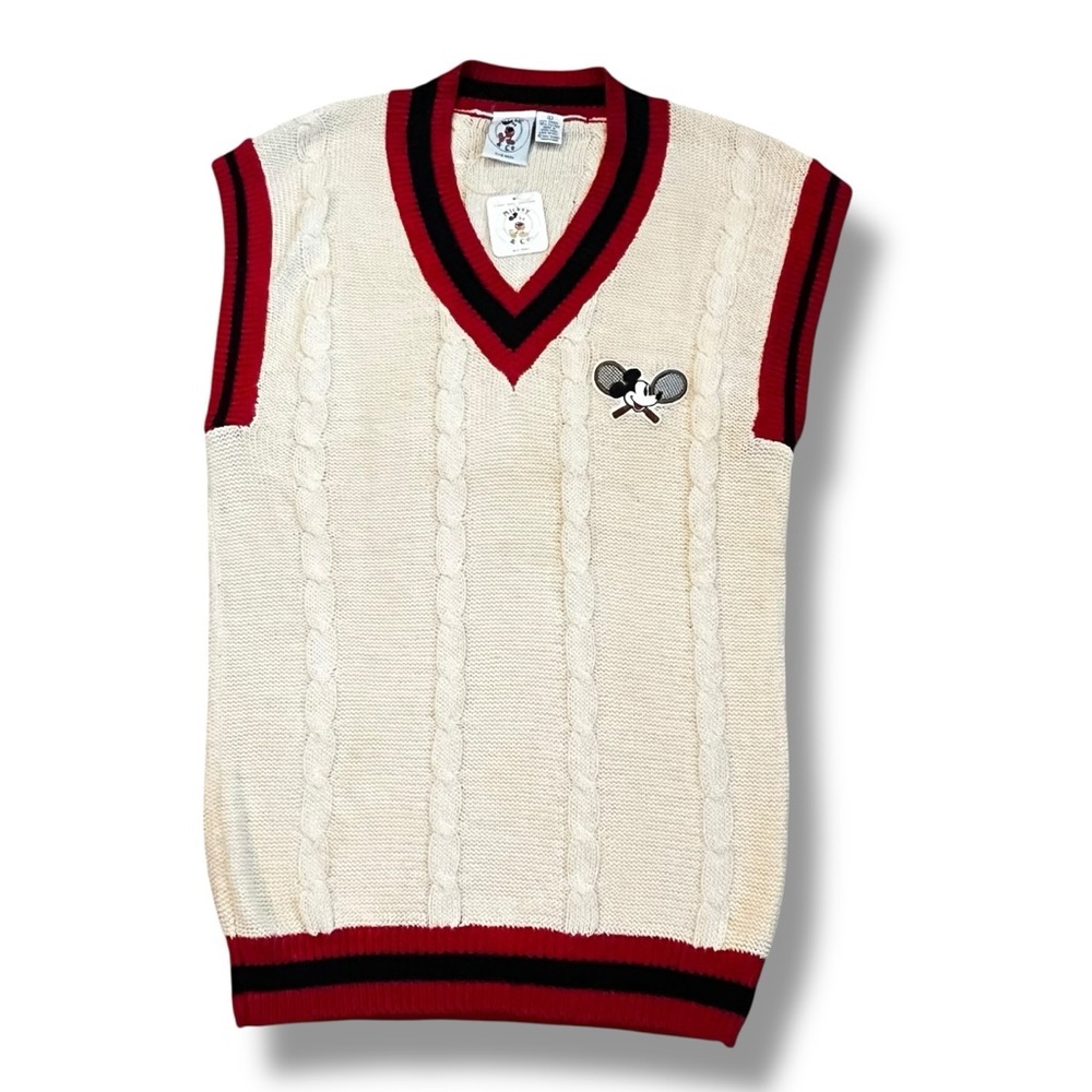 NEW Vintage Mickey & Co JG Hook Sweater Vest Walt Disney Cable Knit Tennis Large
